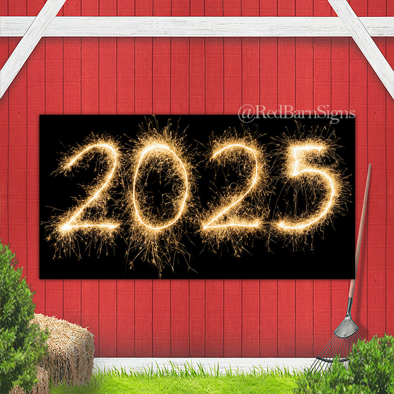 Sparkling 2025 happy new year banner