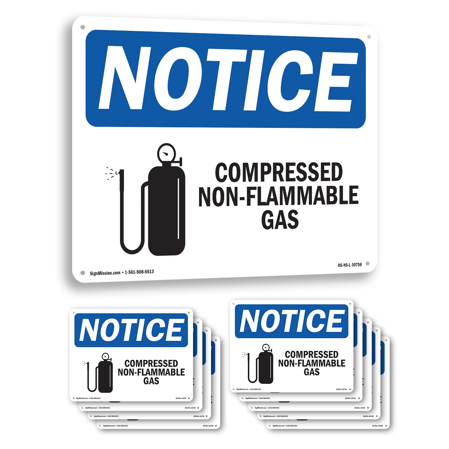 Compressed Non OSHA Notice Sign Metal, Plastic, Or Decal – 5 or 10 Pack