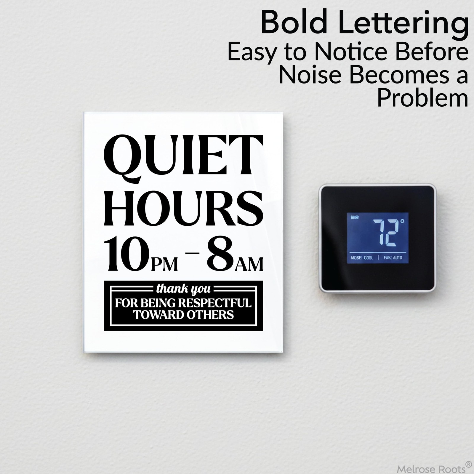 Premium Acrylic Quiet Hours Sign, 5×6 Quiet Hours 10pm to 8am Sign, Rule Sign…