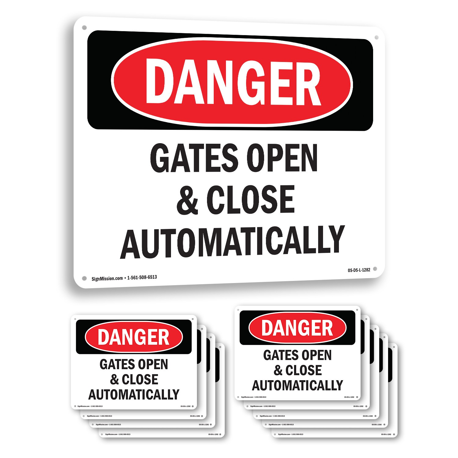Gates Open And Close Automatically OSHA Danger Sign Metal, Decal – 5 or 10 Pack