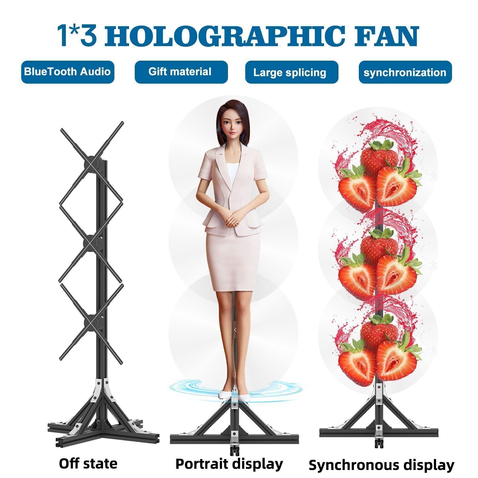 3D Holographic Projector LED Hologram Fan Advertising Display OPEN BOX
