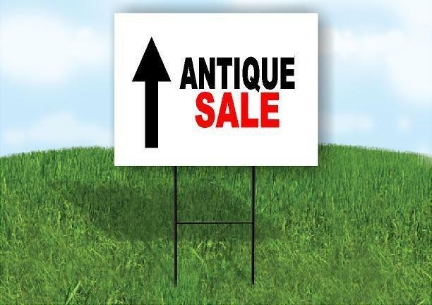 ANTIQUE SALE STRAIGHT ARROW BLACK Yard Sign with Stand LAWN SIGN