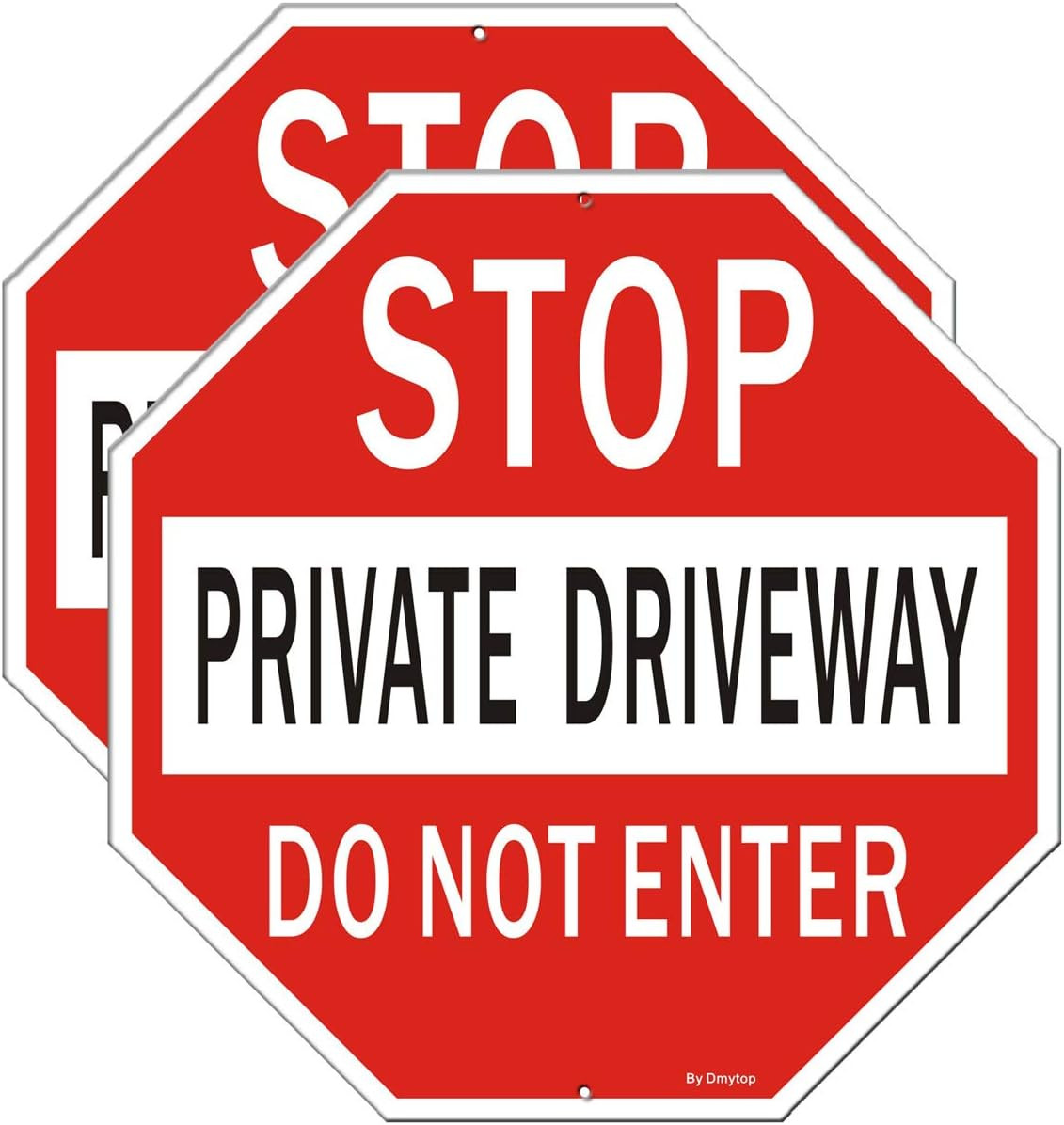 18″ Reflective Stop Sign – 2 Pack Private Driveway Do Not Enter, Easy Mounting