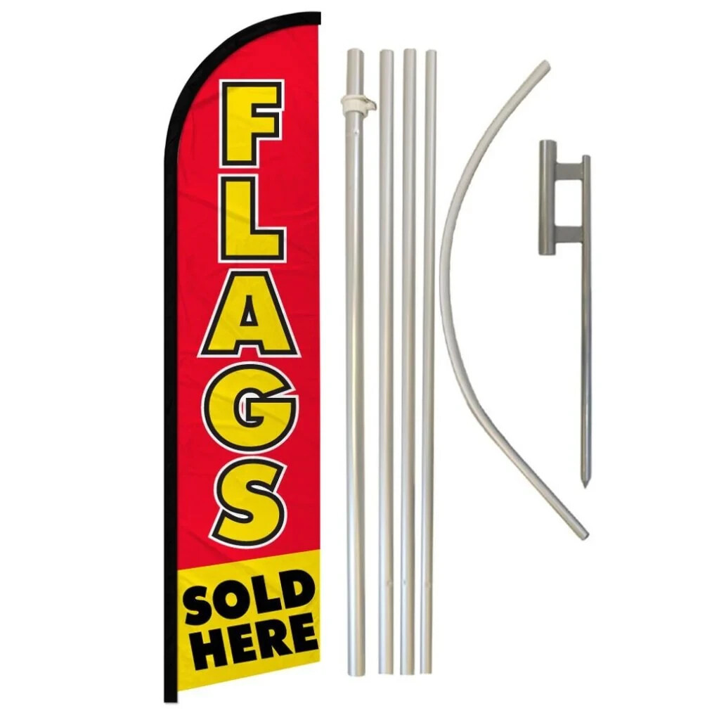 Flags Sold Here Windless Full Curve Advertising Banner Flag & Pole Kit