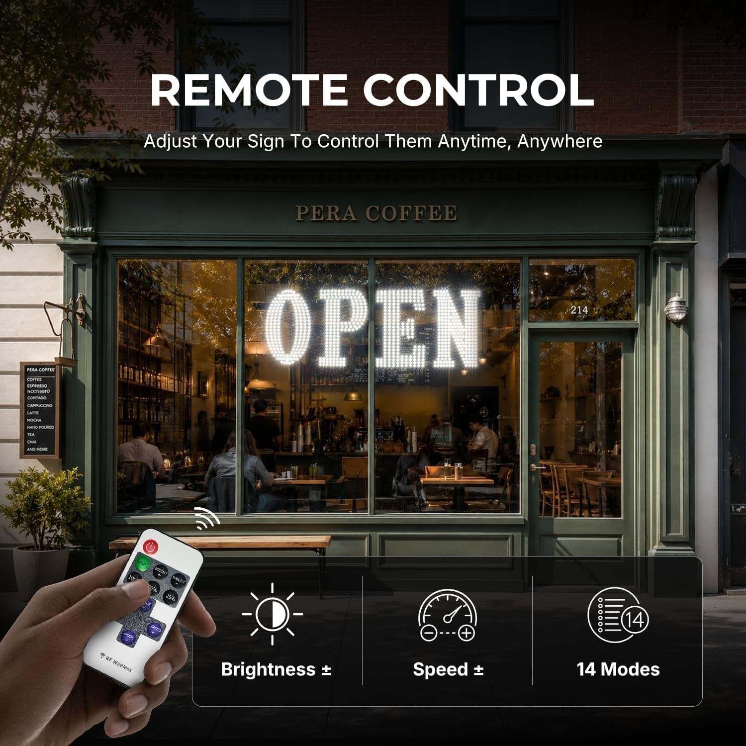 40″ x 14″ Large LED Open Sign with Remote Control High Bright Visibility Busines