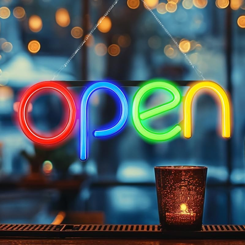 Bright LED Open Sign with Flashing Modes for Business – 16×6 Inch