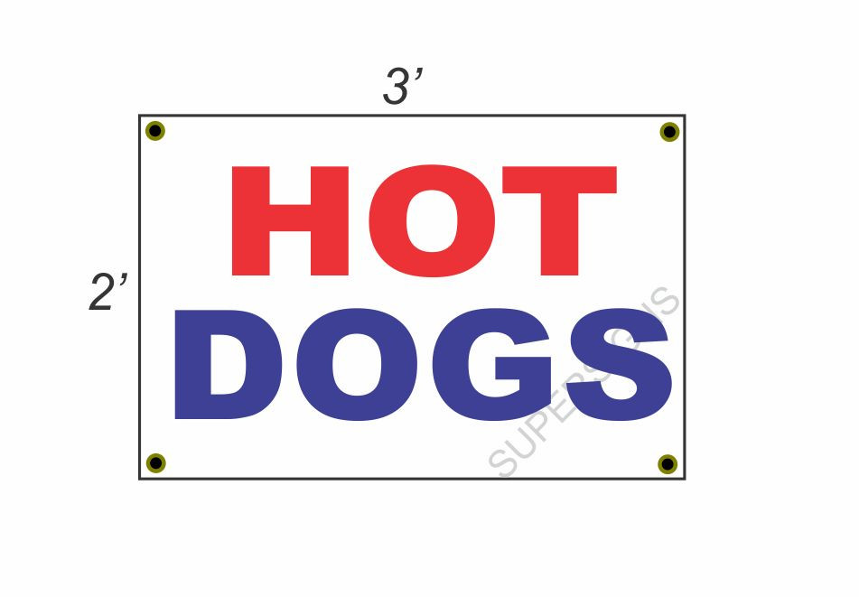 2×3 HOT DOGS Red White & Blue Banner Sign NEW Discount Size & Price