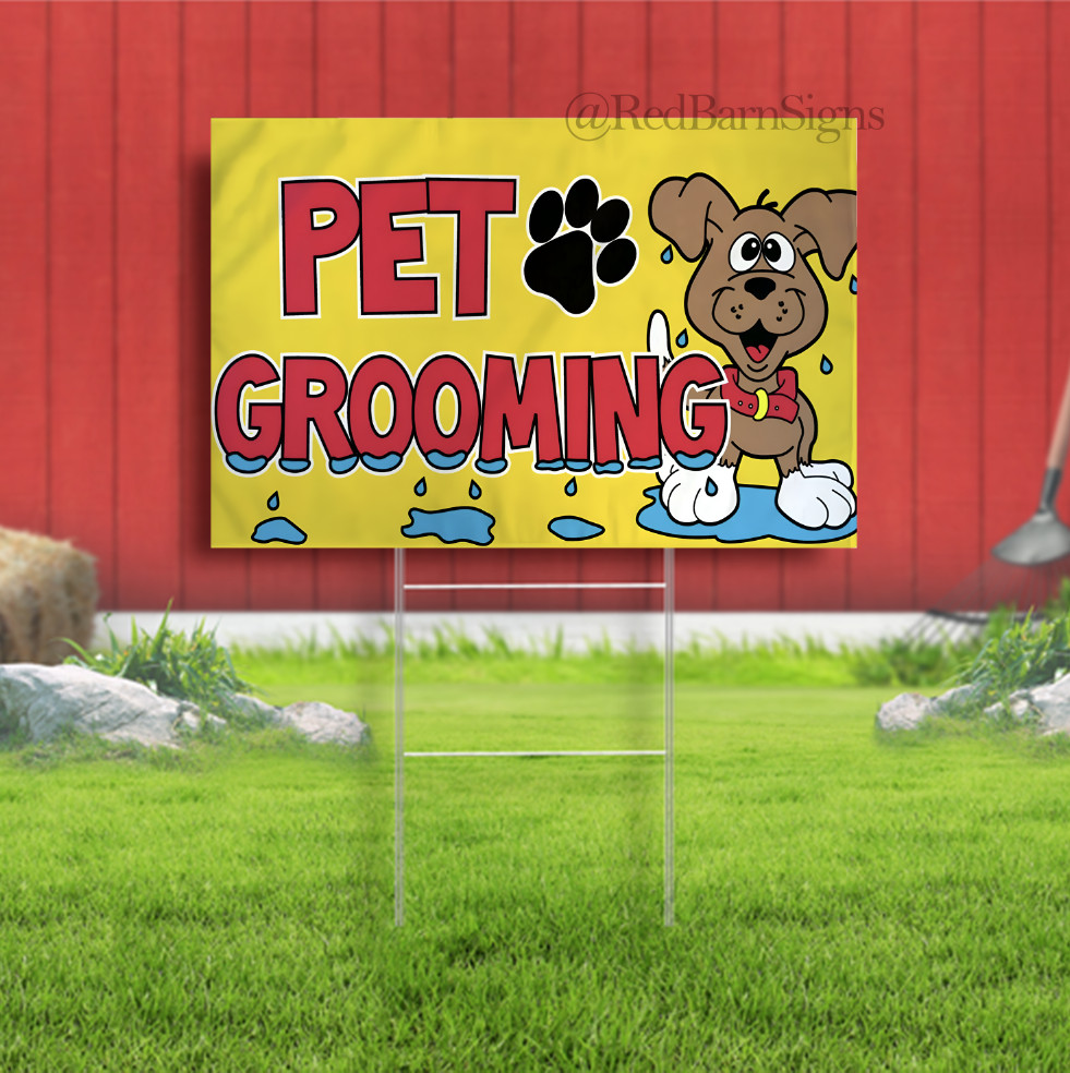 PET GROOMING Dog Store Advertising Yard sign Business Groomer Sign