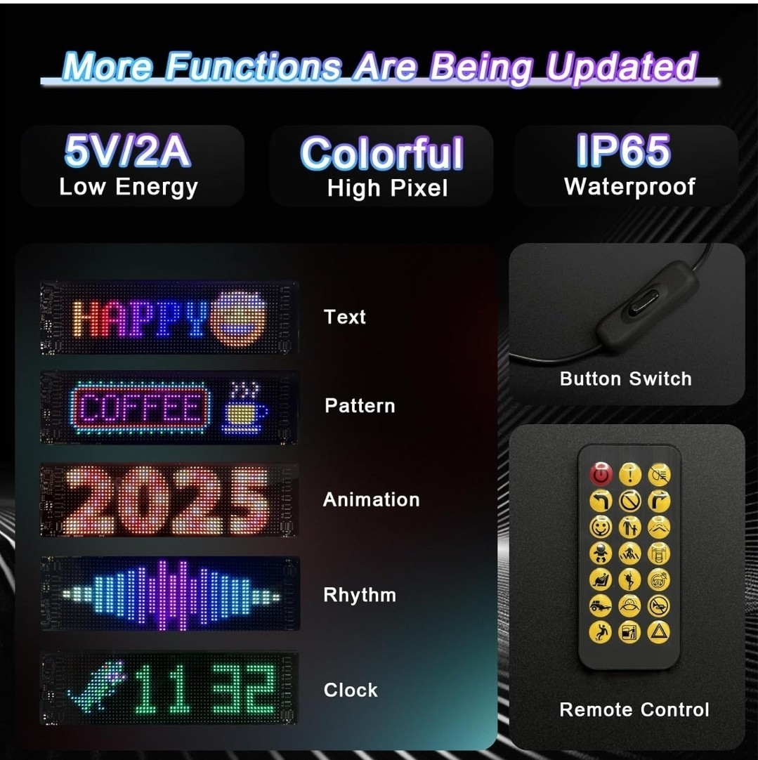 RGB LED Display Sign Soft Screen Foldable BT Remote APP 69.376in W X 7.56in H