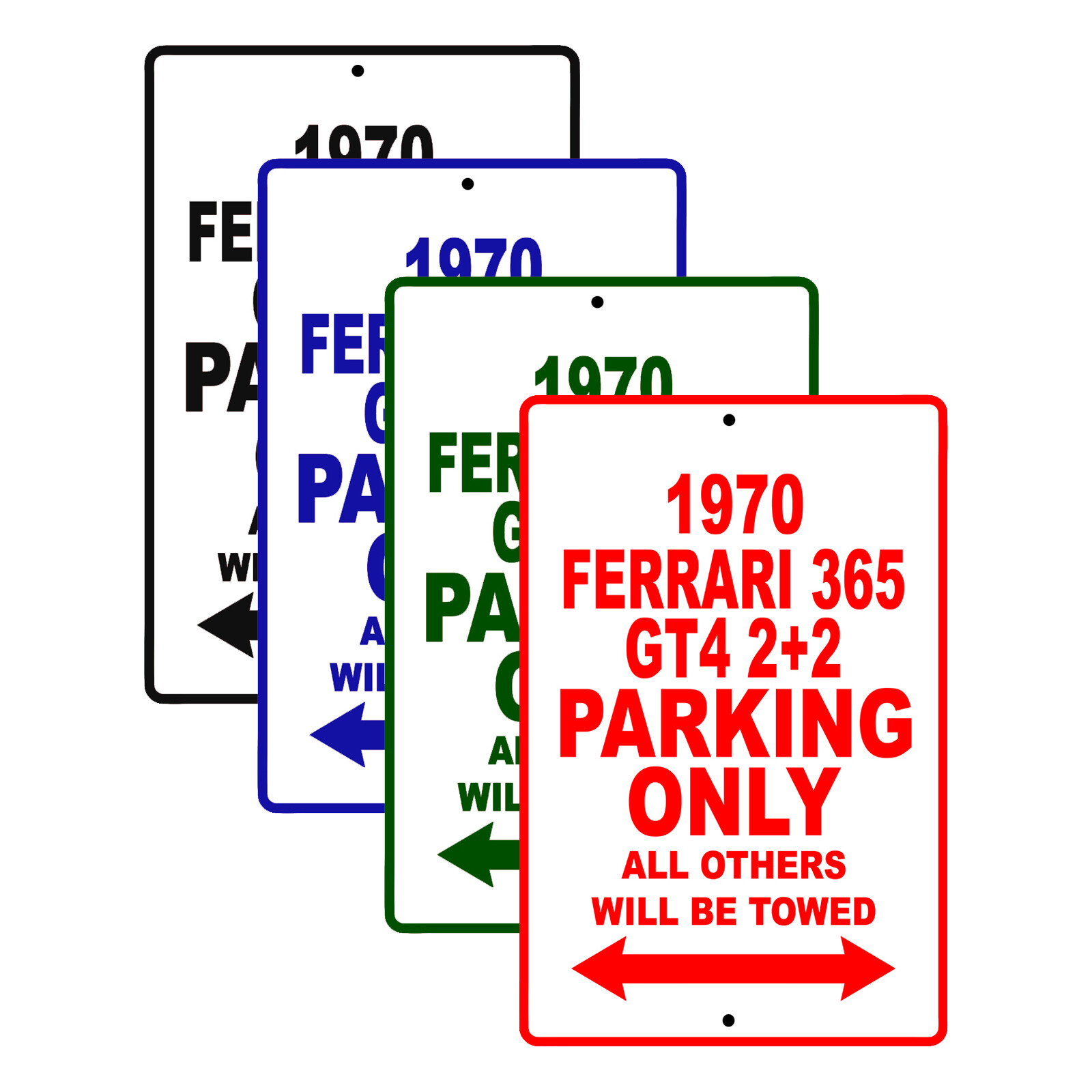 1970 Ferrari 365 GT4 2+2 Parking Only Reserved Parking Notice Aluminum Tin Sign