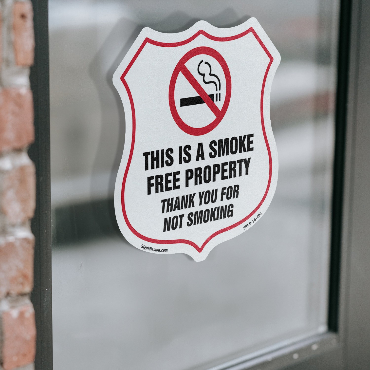 No Smoking Shield Sign This Is A Smoke Free Property Thank Y Shield Shaped Sign