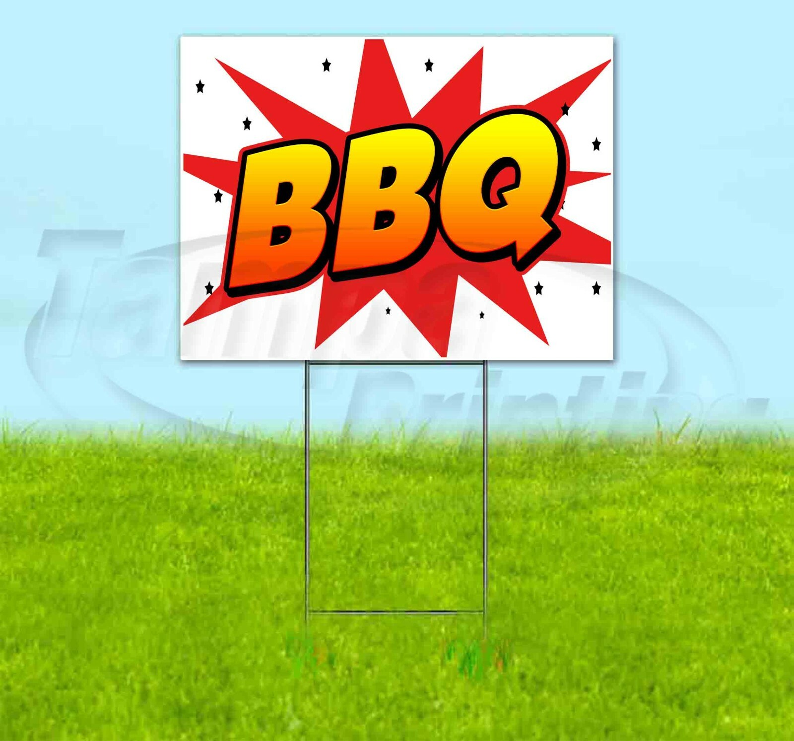 BBQ 18×24 Yard Sign Corrugated Plastic Bandit Lawn Decoration USA