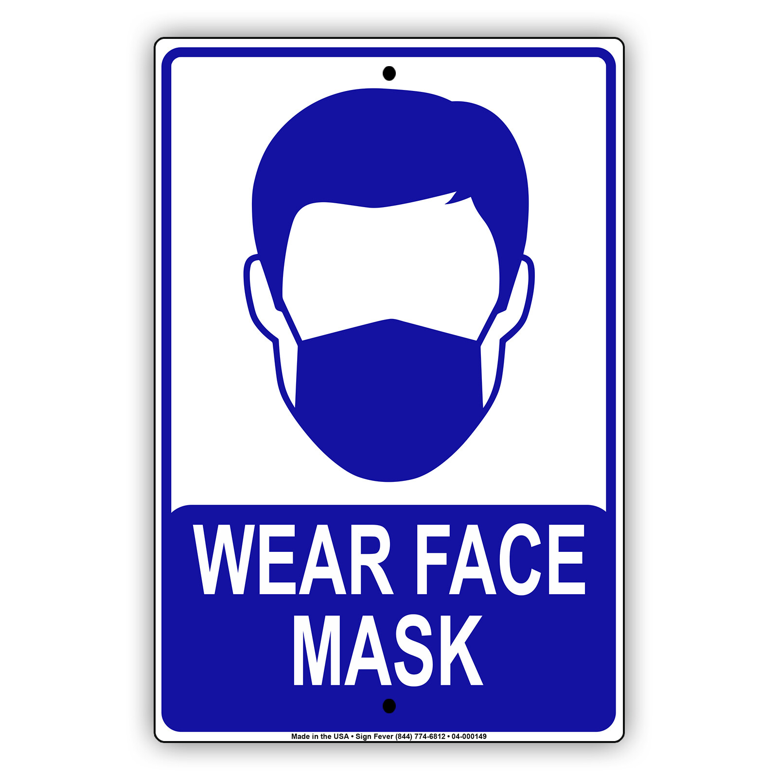 Wear Face Mask For Your Safety Door Or Window Novelty Aluminum Metal Sign