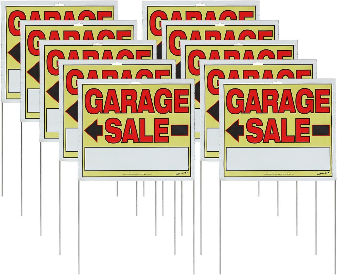 10 Pack Durable All Weather Garage Sale Signs With Stakes Blue Decor 22X14