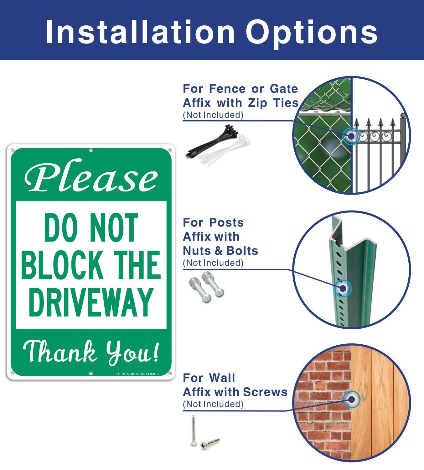 Please Do Not Block The Driveway Thank You Sign (2-Pack) No Parking Sign 14 x 10