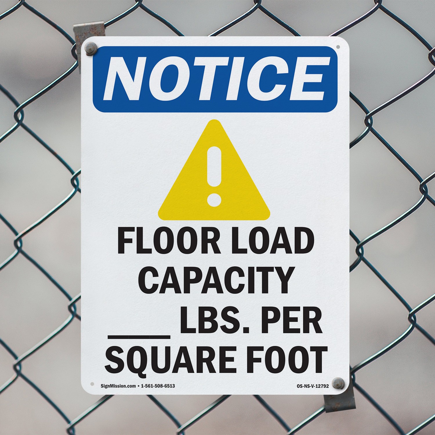 Floor Load Capacity OSHA Notice Sign Metal, Plastic, Or Decal – 5 or 10 Pack
