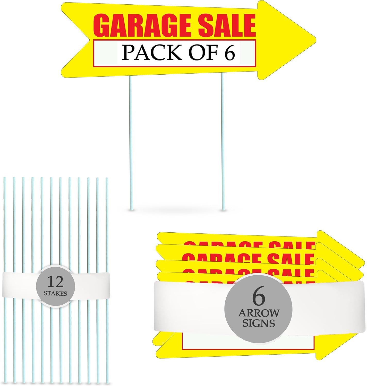 Yellow Yard Sale Arrows Yard Sign Double Sided With Stakes Large 16 Inch By 5…