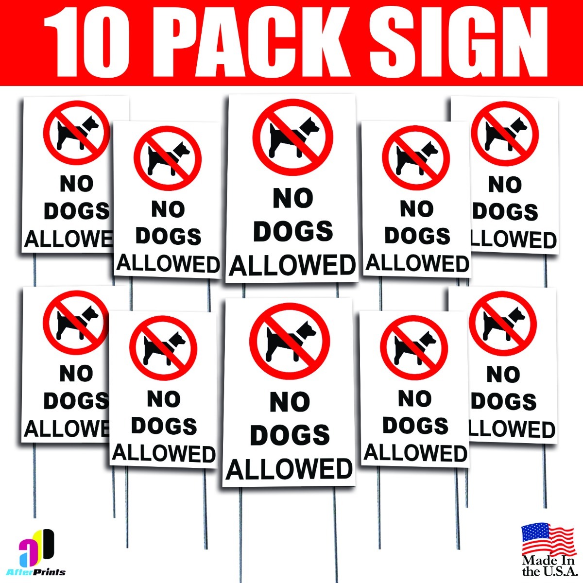 10X No Dogs Allowed Coroplast Sign Plastic Indoor Outdoor Window H Stake