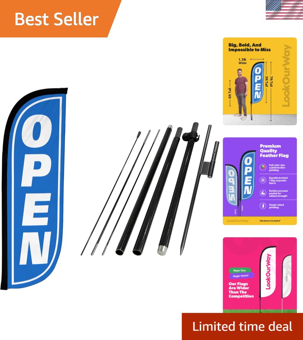 Durable 7ft Feather Flag with Pole & Ground Spike – Ideal for Outdoor Promotions