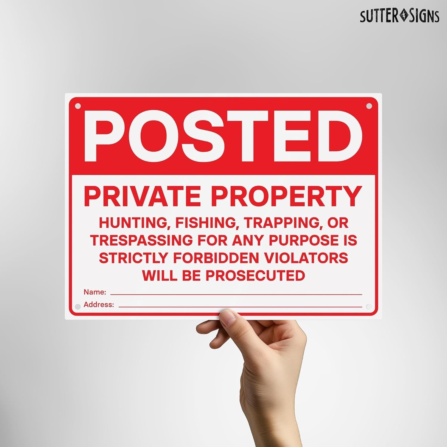 Private Property Signs 4 PK | No Hunting No Trespassing PVC Signs with Mounti…