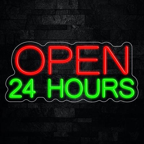 Open 24 Hours LED Neon Sign 22″L x 10″H #32533