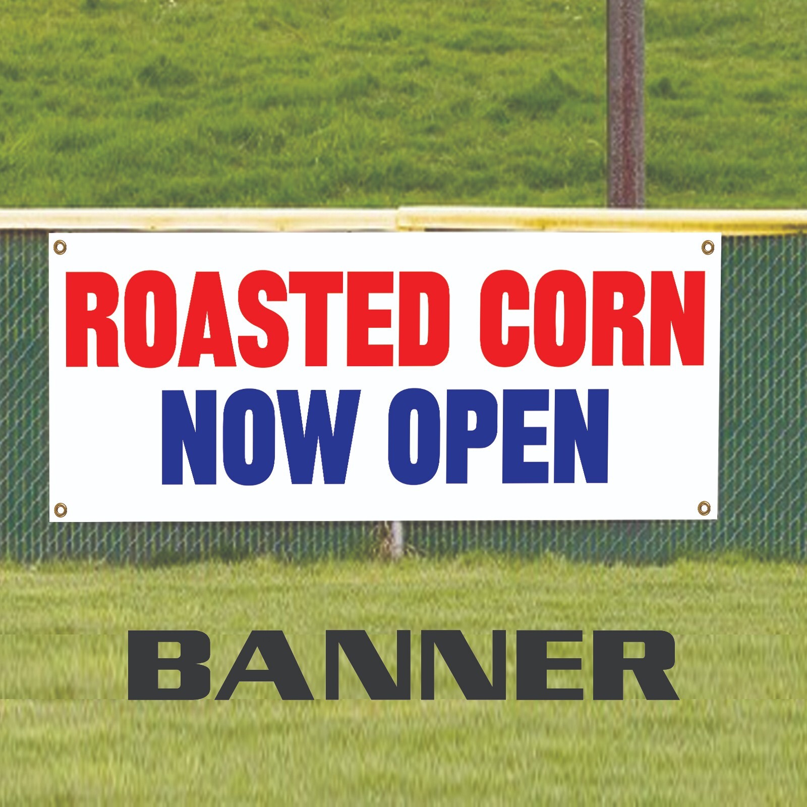 Roasted Corn Now Open Vinyl Banner Advertising Display Outdoor Printed Banner