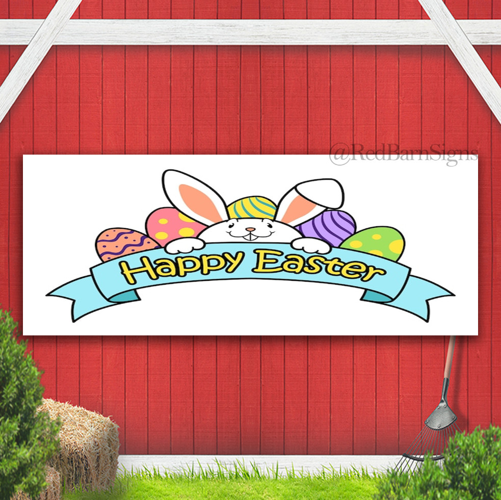 Easter Bunny Happy Easter Spring Season Indoor Outdoor Banner Sign