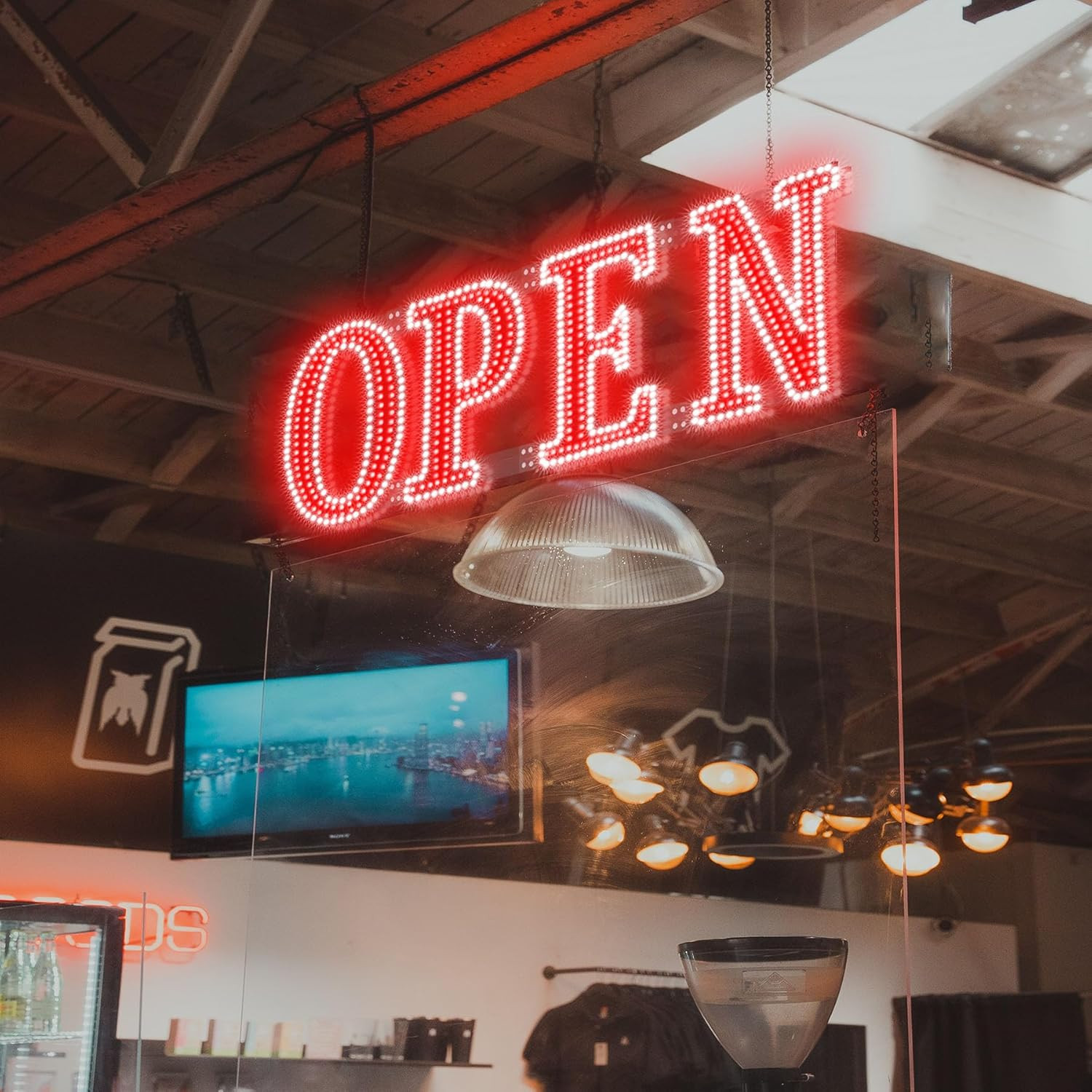 Bright LED Open Sign 30×10″ with Remote for Store, Bar, Coffee Shop, Salon