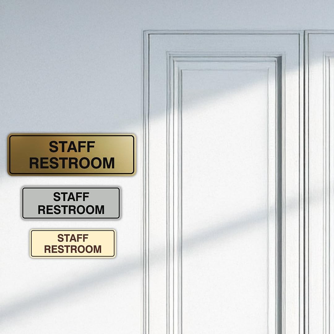 Standard Staff Restroom Sign Durable Wall Door Medium Brushed Gold Commercial