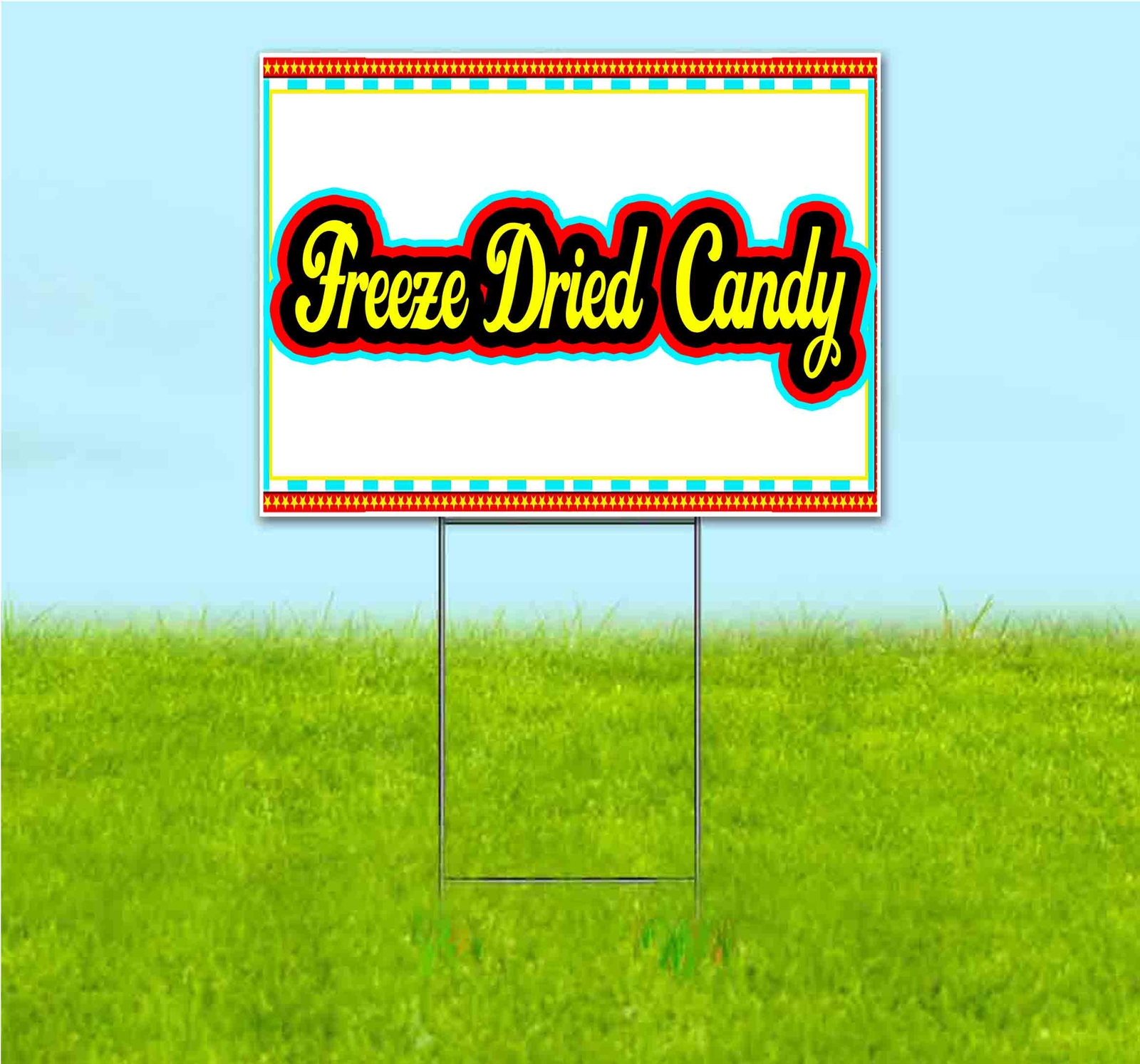 FREEZE DRIED CANDY 18×24 Yard Sign Bandit Lawn Advertising FOOD SWEETS TREAT