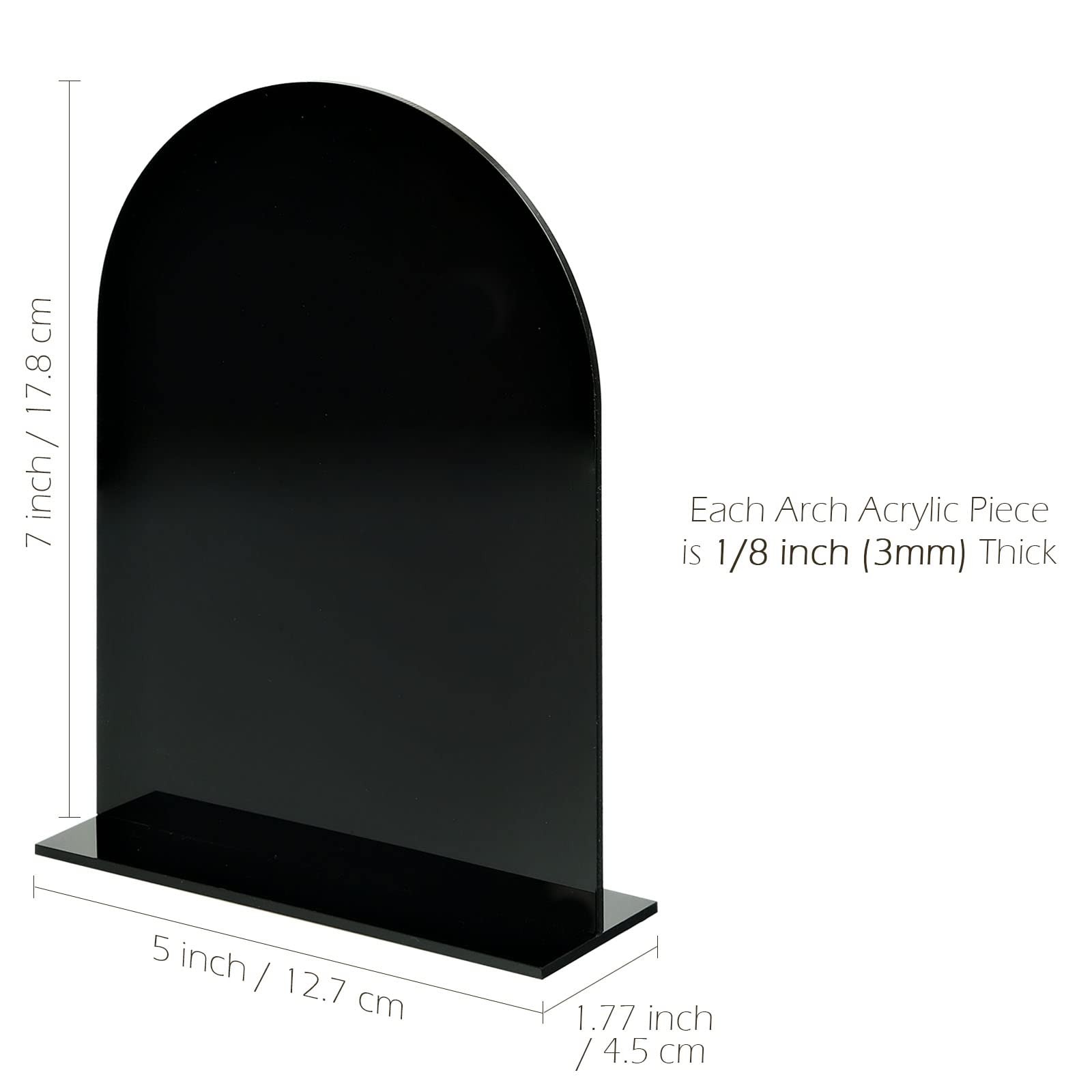 10 PCS Black Arch Acrylic Signs Stands 5×7 Inch Blank Wedding Table Number