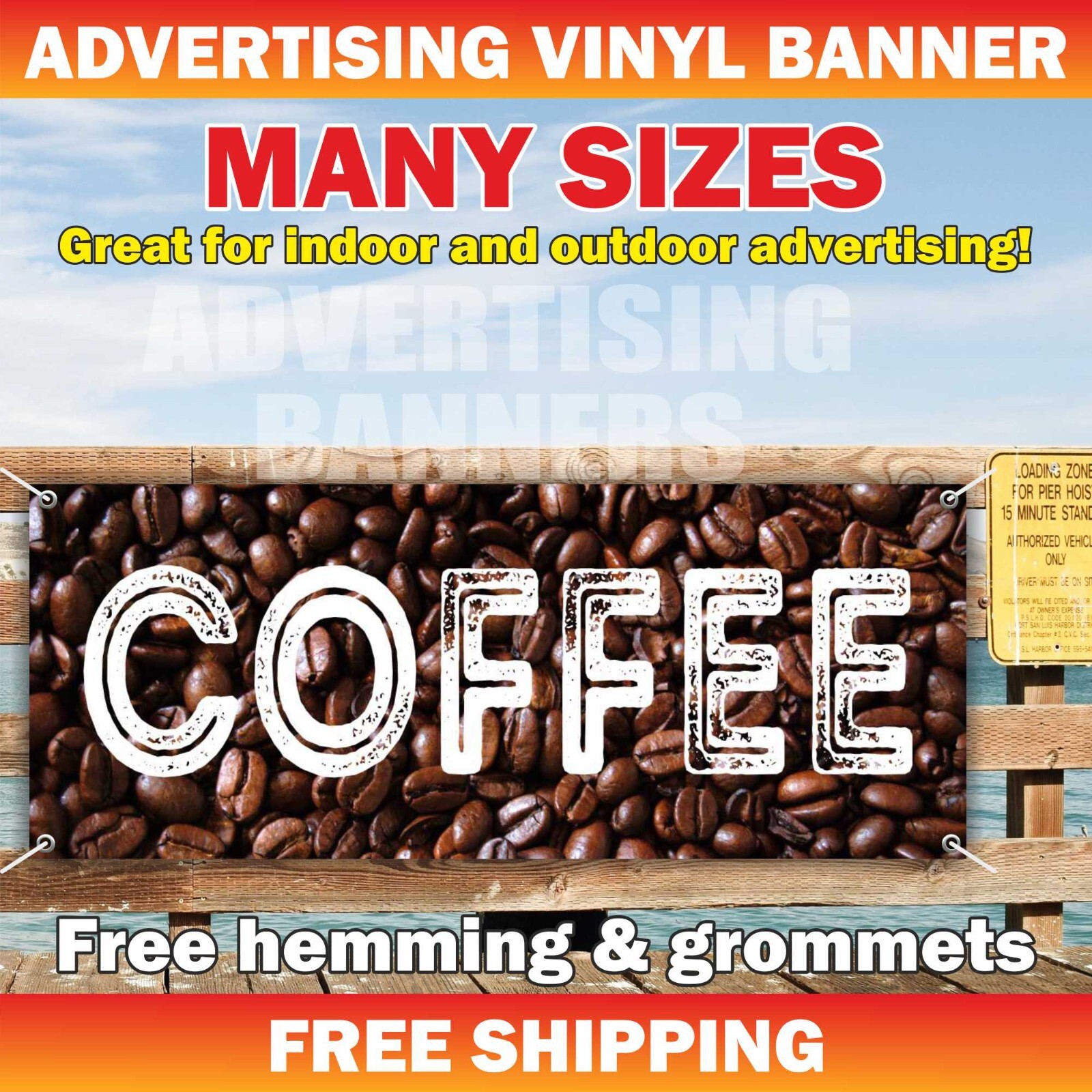 COFFEE Advertising Banner Vinyl Mesh Sign cold fruit juice bar tea ice cafe