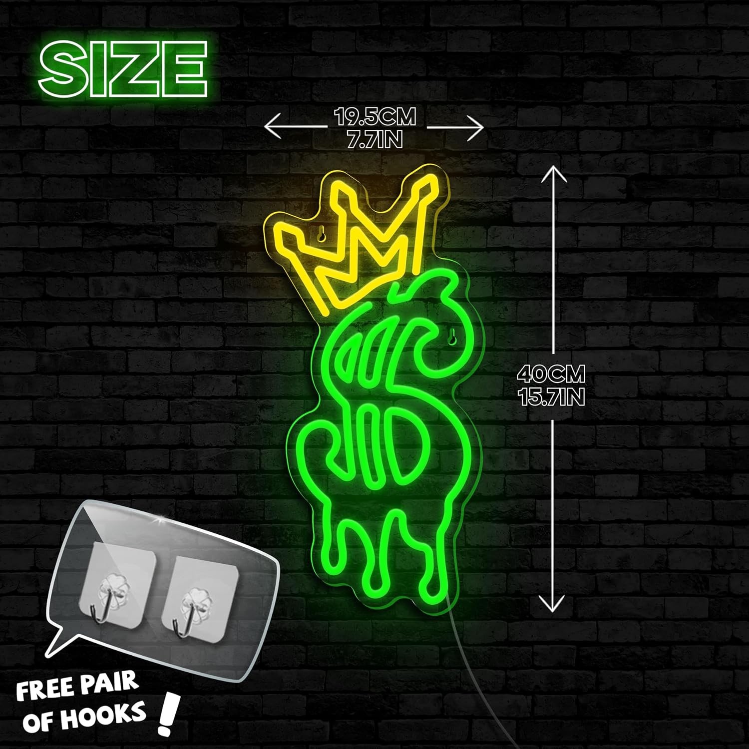 Money Neon Sign, Crown Dollar Neon Signs for Shop Store Wall Decor, USB Power…