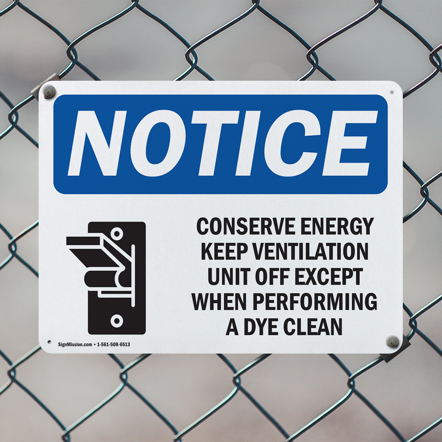 (2 Pack) Conserve Energy Keep Ventilation OSHA Notice Sign Decal Metal Plastic