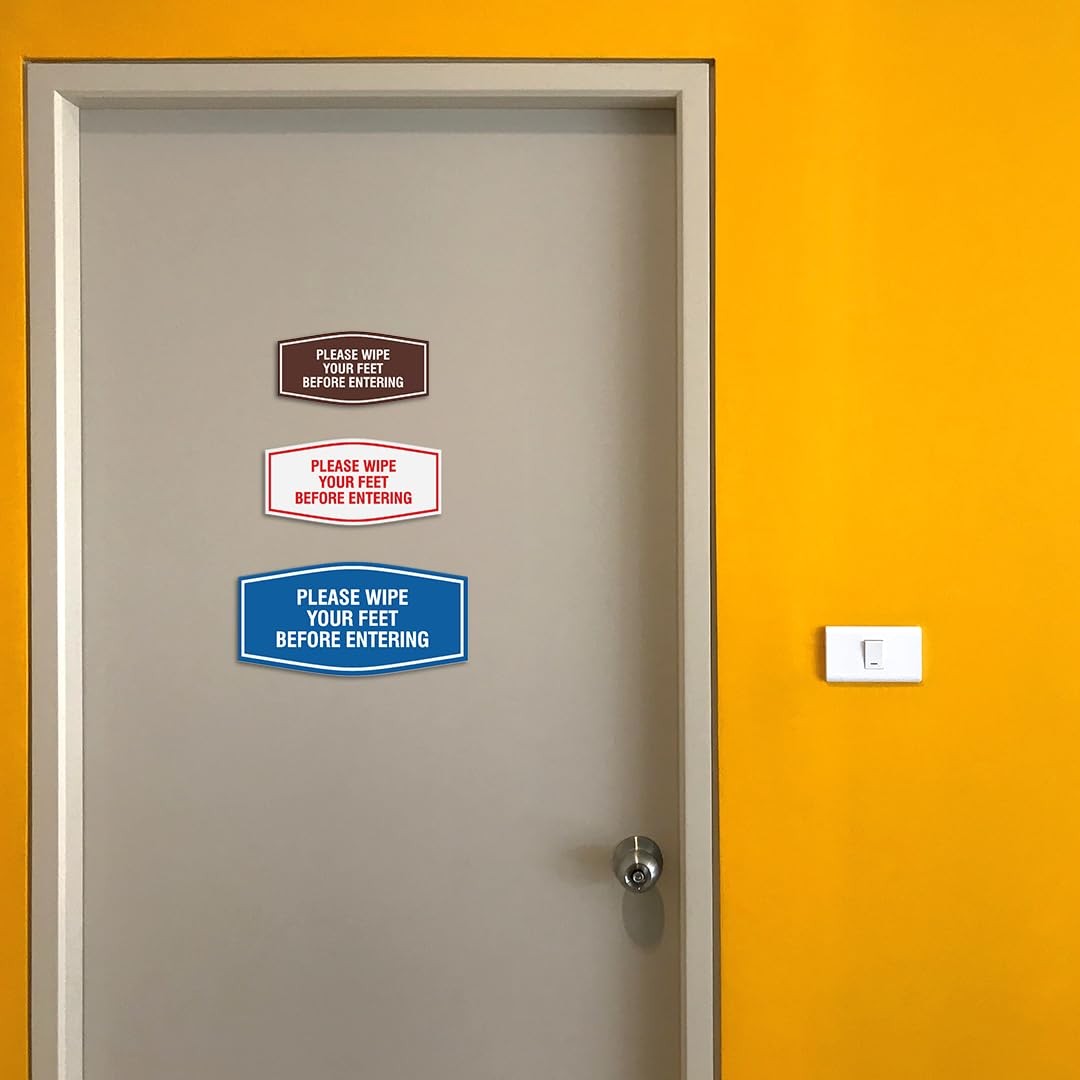 Small Black Fancy Please Wipe Your Feet Before Entering Sign Adhesive Tape
