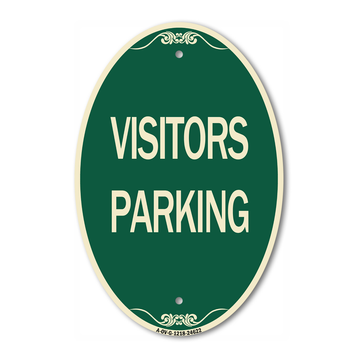 Parking Lot Sign Visitors Parking | Green & Tan Aluminum Oval Architectural Sign