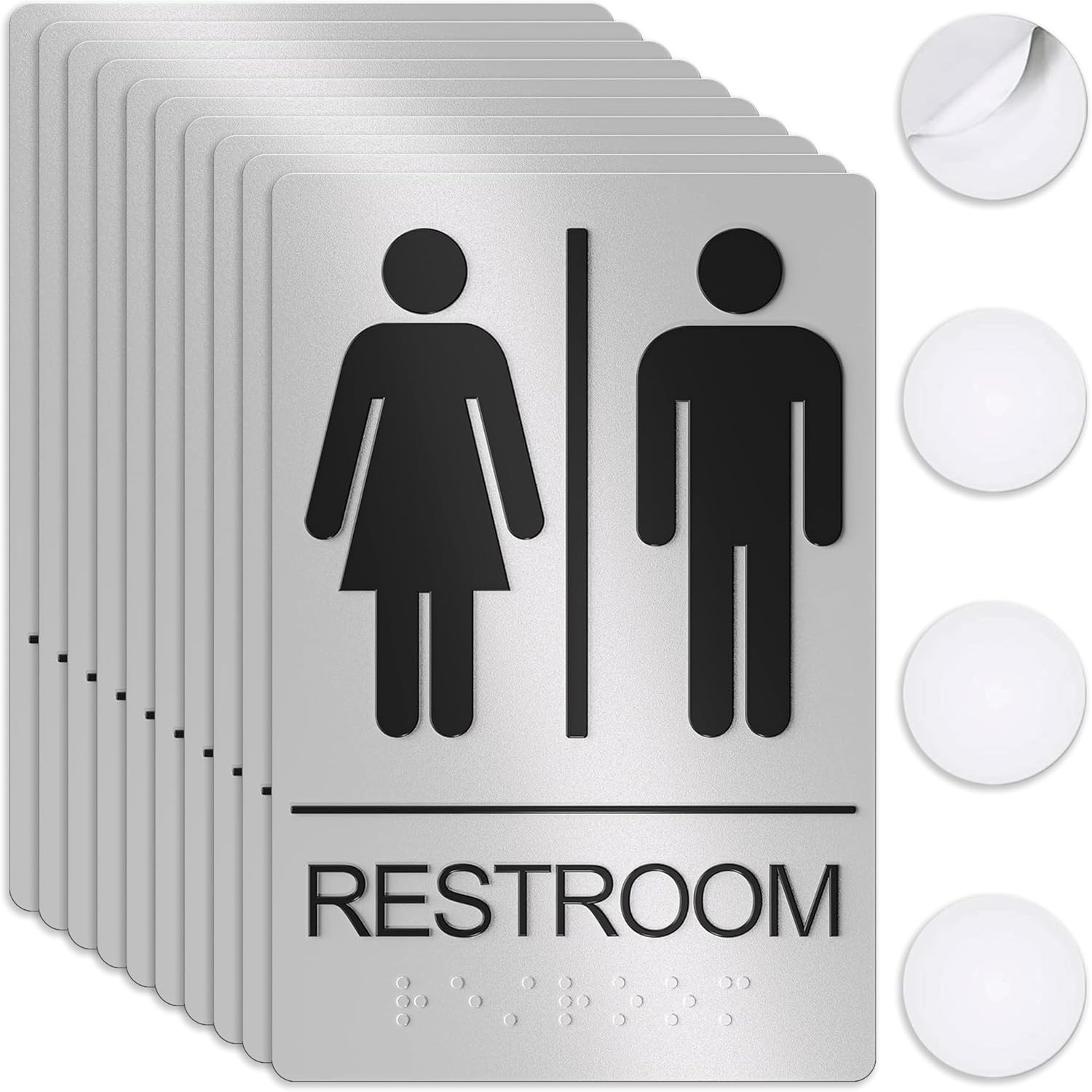 ADA Compliant Unisex Restroom Signs 10 Count – Quick Install with Adhesives