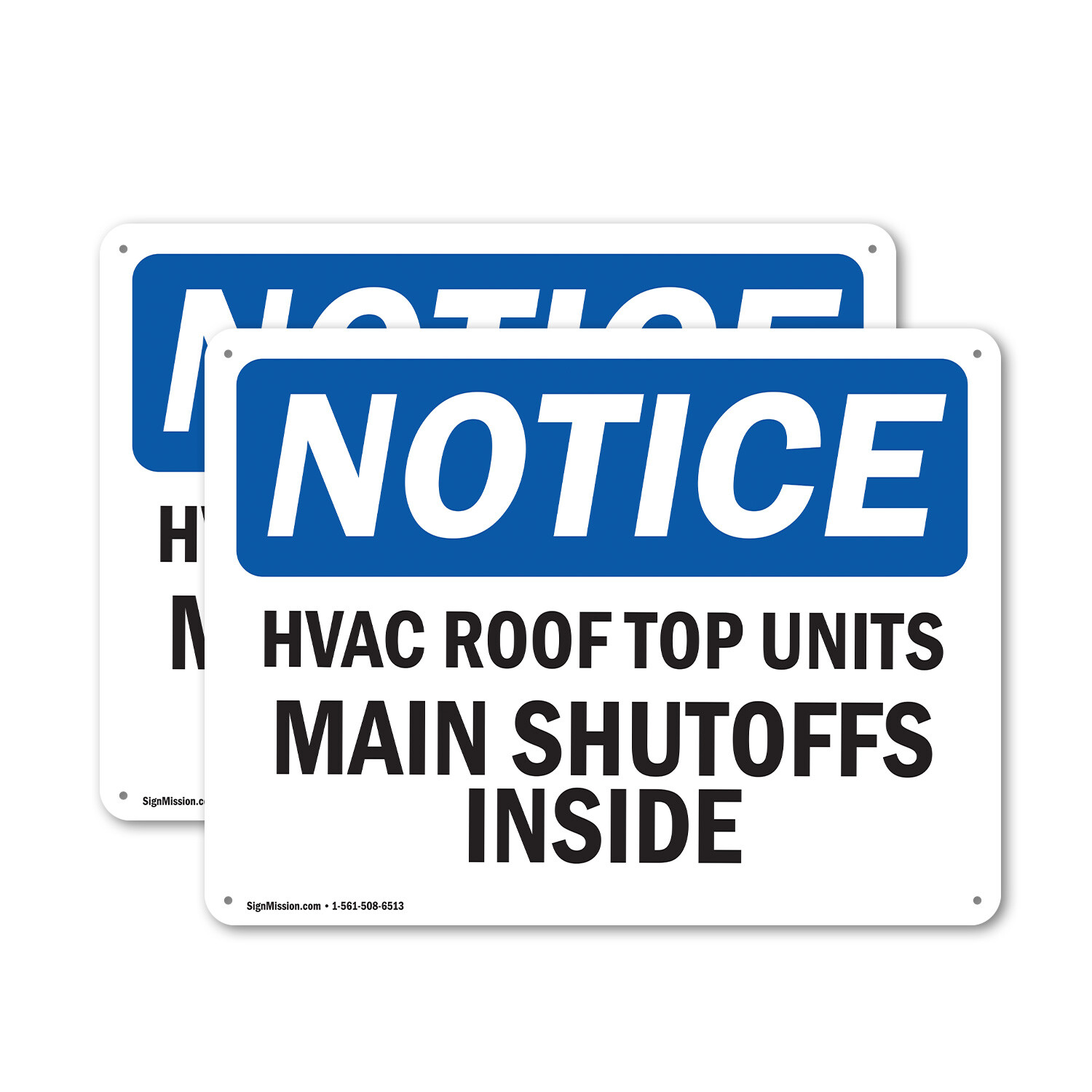 (2 Pack) Hvac Roof Top Units Main Shutoffs Inside OSHA Notice Sign Decal Metal