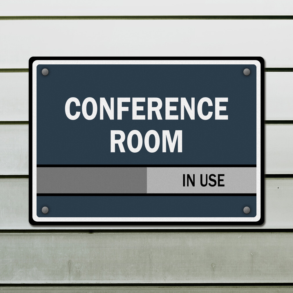 Aluminum Horizontal Metal Sign Conference Room in Use Business Designer Slider