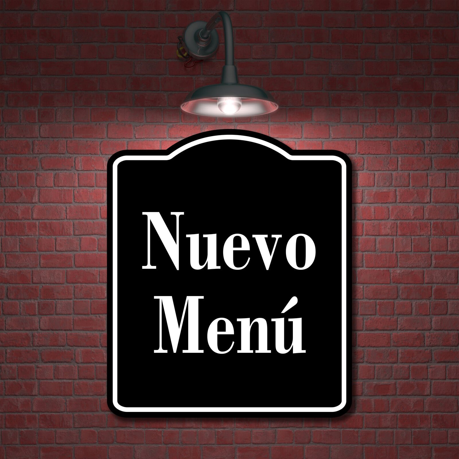 Nuevo Men Spanish Muestra al aire libre firmar BLACK Aluminum Composite Sign