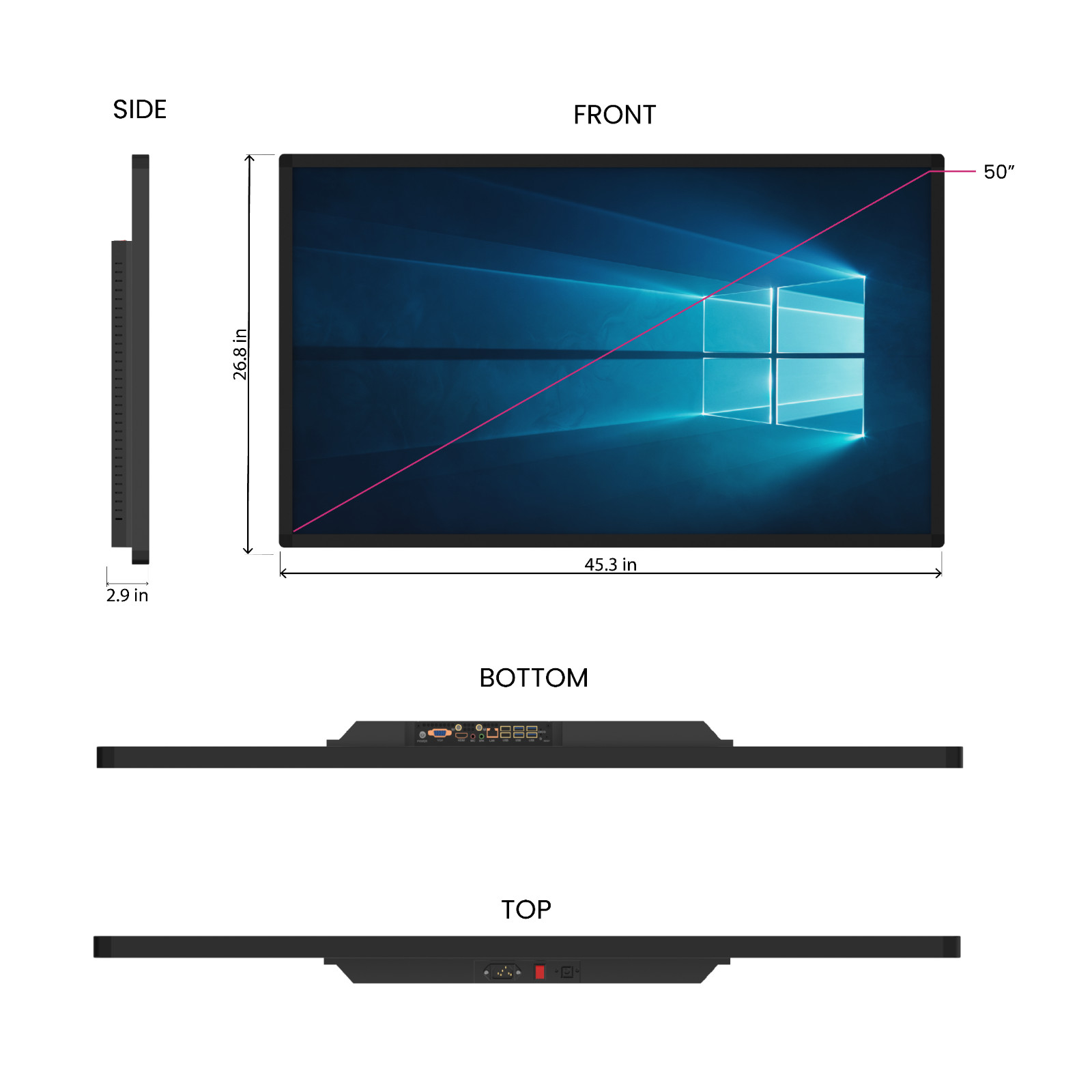 50″ HD Wall Mount Touch Screen Computer Kiosk – Commercial Grade Digital Display