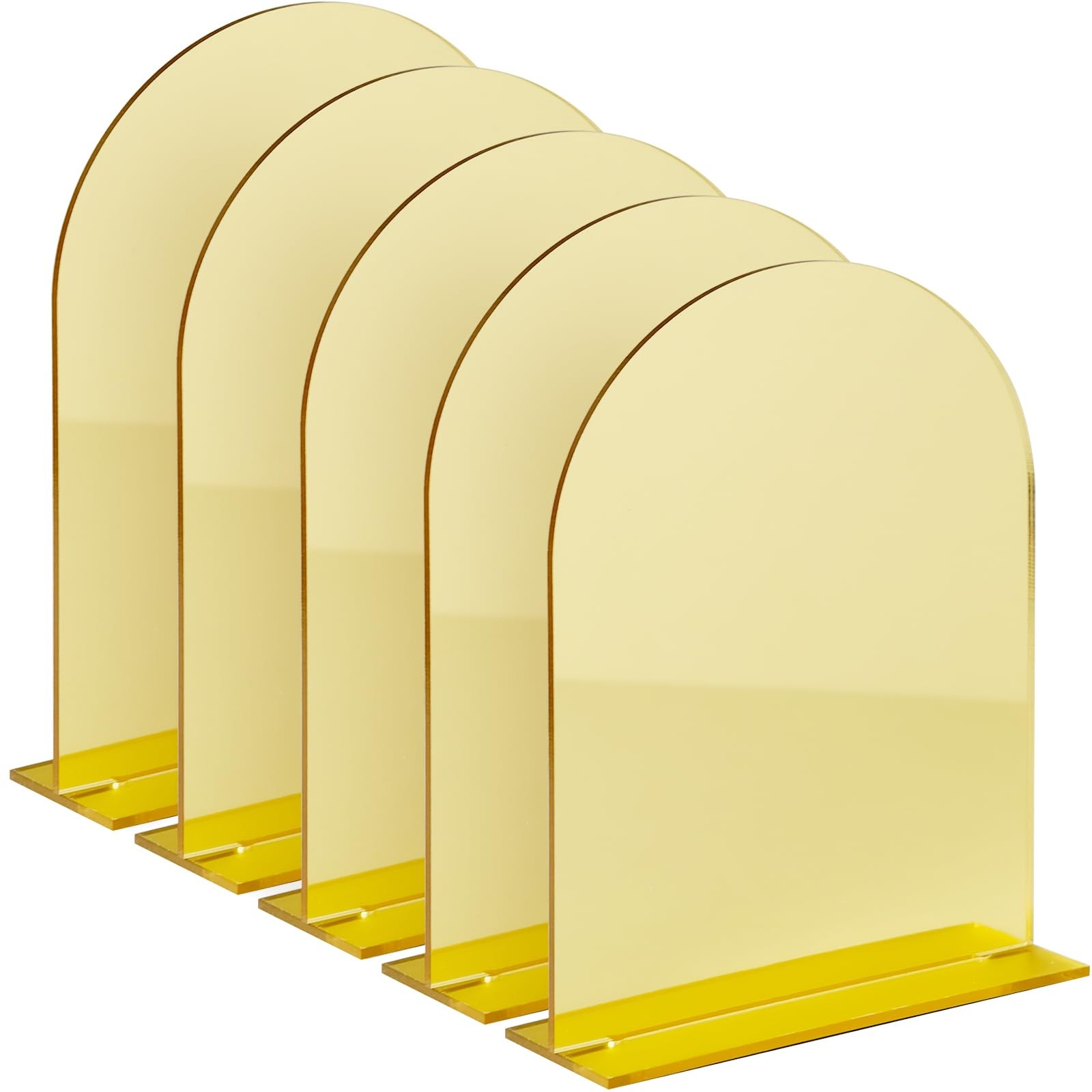 5 PCS Gold Mirror Arch Acrylic Sign Stand 8×10 Inch Blank Wedding Table Base