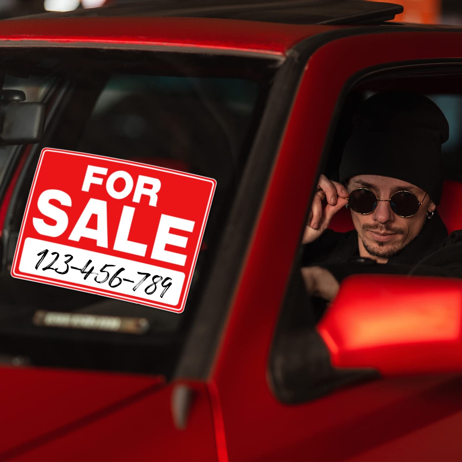 Seajan 25 Pcs for Sale Signs Car 9 x 12 Inches 9×12 inches, white and red