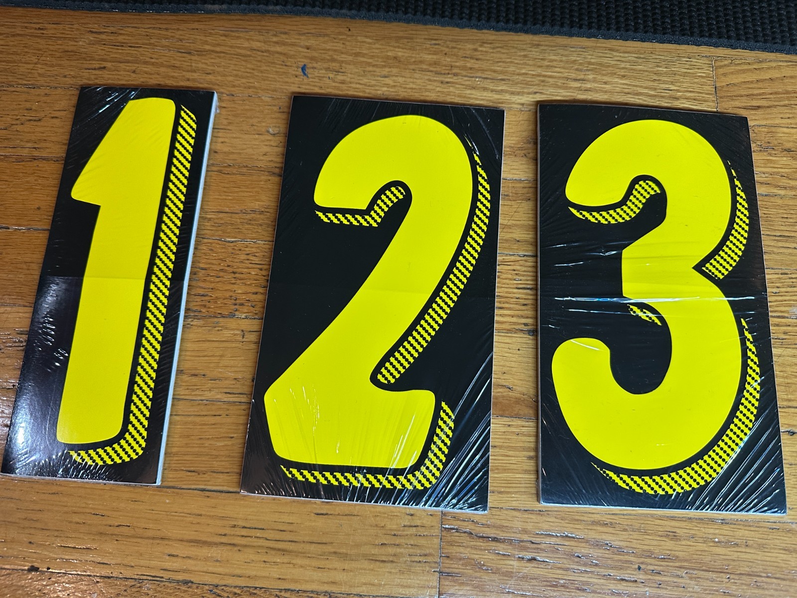 Complete Set of 7.5” Dealership Vinyl Numbers – Bold Yellow on Black – 96 Total