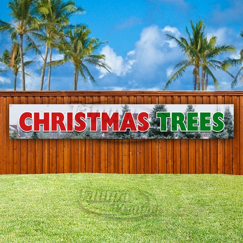 CHRISTMAS TREES Advertising Holiday Vinyl Banner Flag Sign USA XL01549