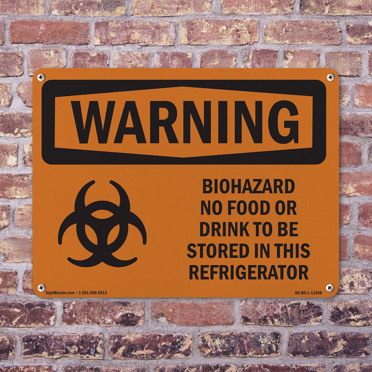Biohazard No Food Or Drink OSHA WARNING Sign Metal, Plastic, Decal 5 or 10 Pack
