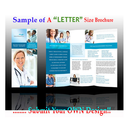 1000 brochures [Fold or Flat] 8 1/2 x 11* 2 Side *Gloss 100 lb. book * w/Design