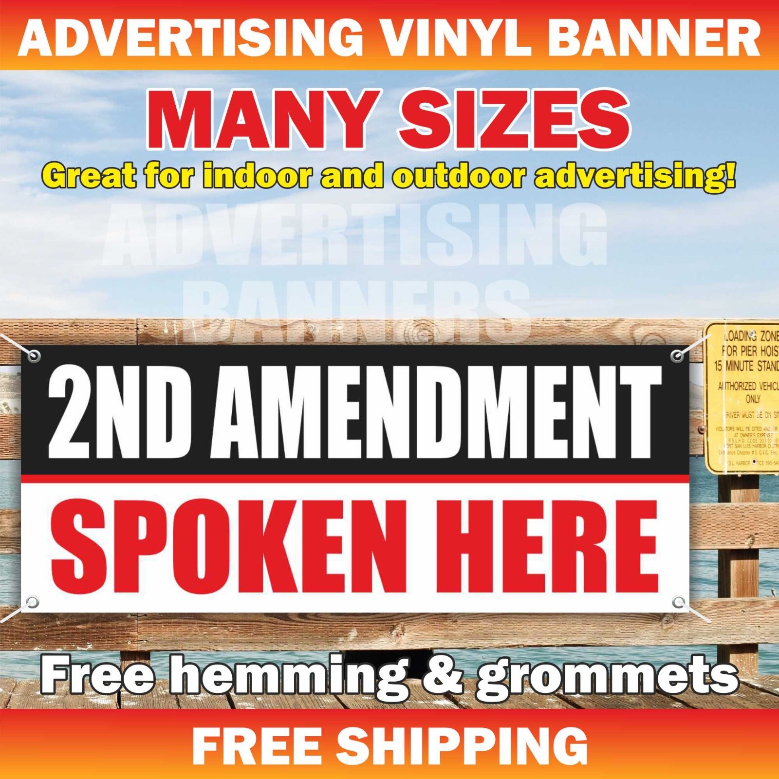2ND AMENDMENT SPOKEN HERE Advertising Banner Vinyl Sign