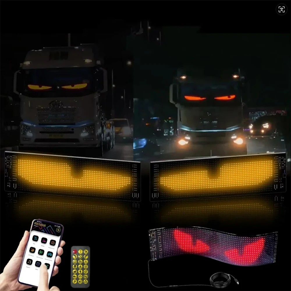 LED Matrix Bluetooth App Panel USB Control Scrolling Sign for Cars & More