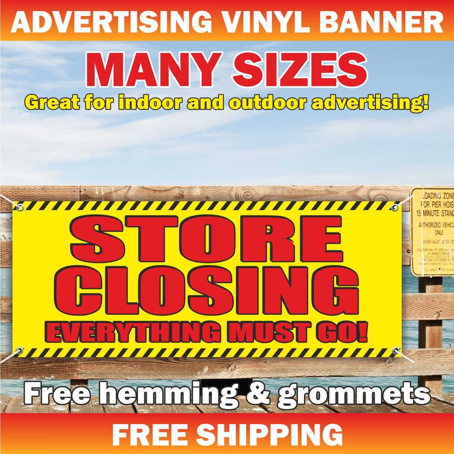 STORE CLOSING EVERYTHING MUST GO Advertising Banner Vinyl Sign Sale Discount
